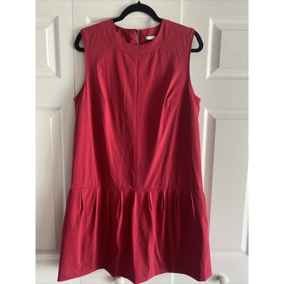 Diane Von Furstenberg Dresses & Skirts - Diane von Furstenberg Drop Waist Shift Dress Womens Size 12 Red Pleated Designer
